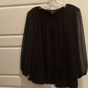 Nine West Black Button-Up Blouse